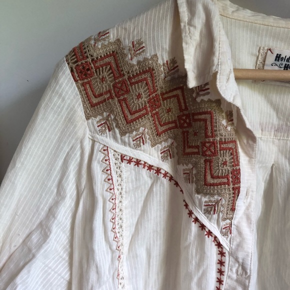 Anthropologie embroidered linen shirt - Picture 2 of 6